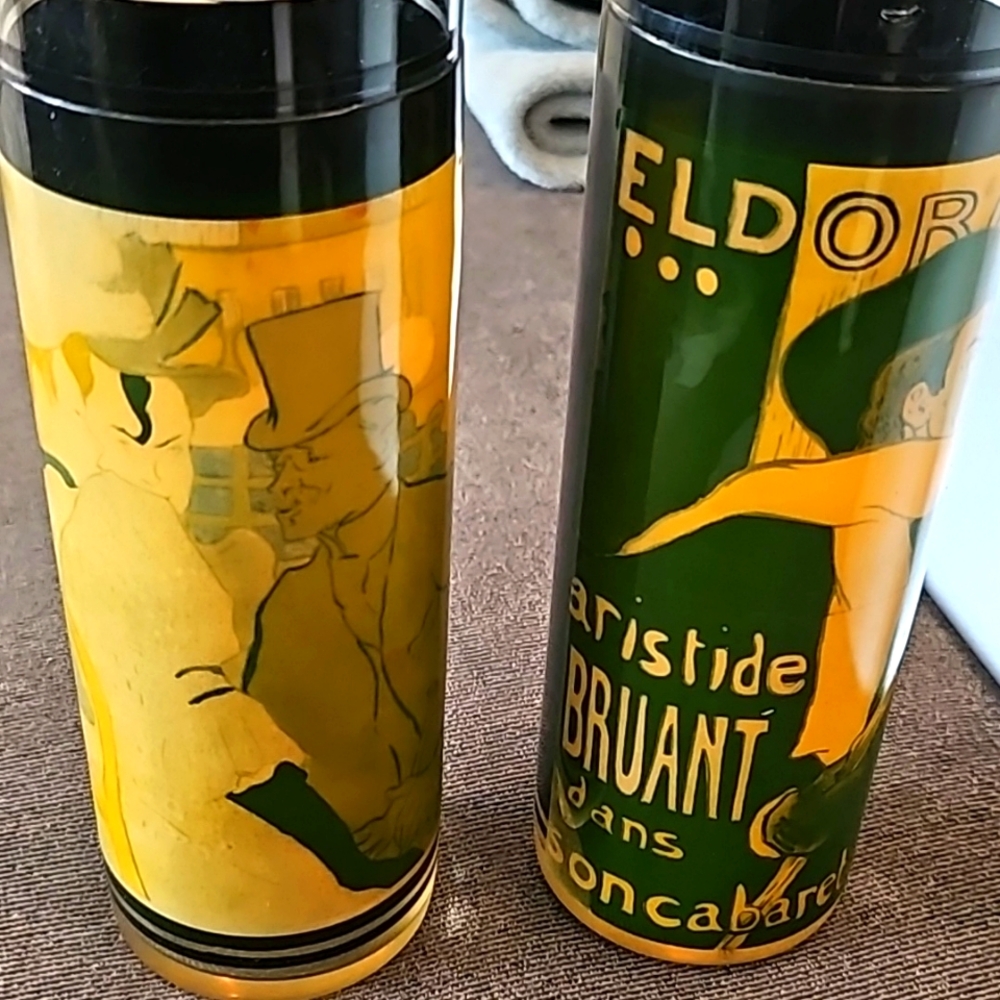Vintage Mid century Toulouse Lautrec tall glasses - Picture 5 of 7